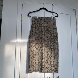 zara snakeprint midi length high rise body hugging pencil skirt